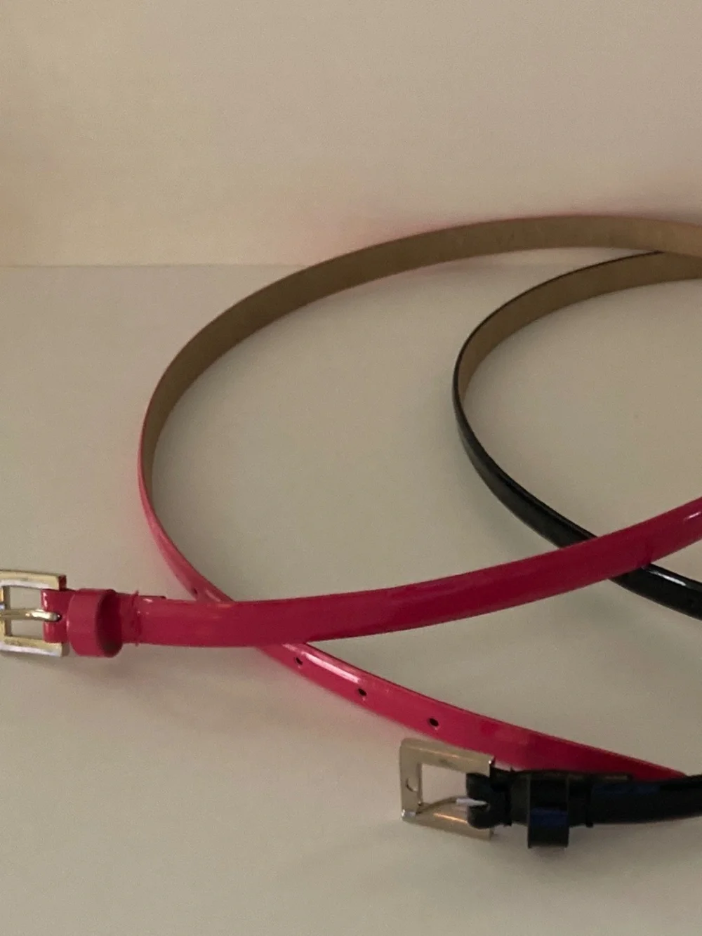 2 Women's Belts/Bright Pink & Black/Silver Tone Buckle/Style #S32034/Size L/NEW!